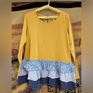 Matilda Jane, cotton dress casual ruffle bottom blouse, size L